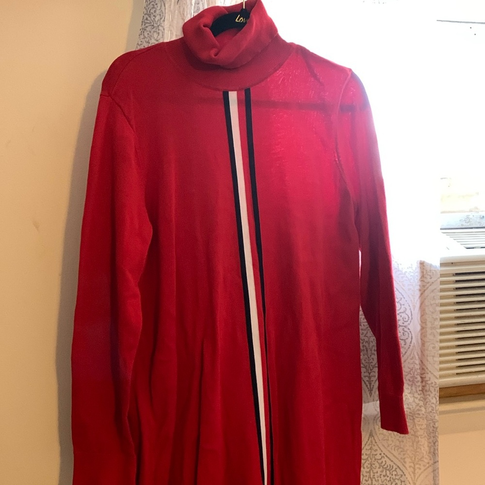 MIDI Red Tommy Hilfiger Turtleneck Dress
